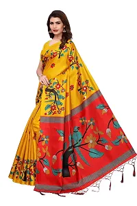 OOMPH! Women's Bhagalpuri Art Silk Saree With Blouse (stbirdyellow_n_Bumblebee Yellow_OS_Bumblebee Yellow)-thumb1