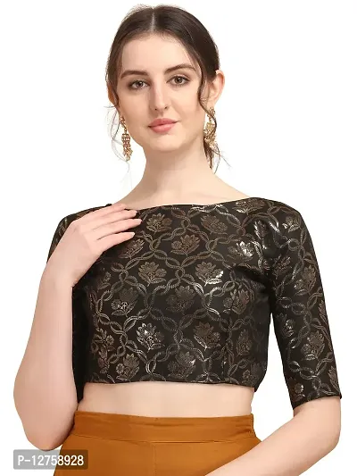 OOMPH! Jacquard Black Readymade Blouse for Women - rbbl154xl_b