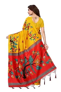 OOMPH! Women's Bhagalpuri Art Silk Saree With Blouse (stbirdyellow_n_Bumblebee Yellow_OS_Bumblebee Yellow)-thumb3