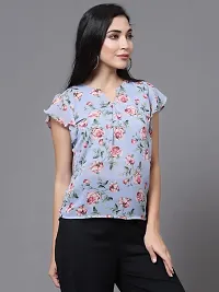 OOMPH! Women's Georgette Printed top with Keyhole Neck and Flutter Sleeve-thumb3