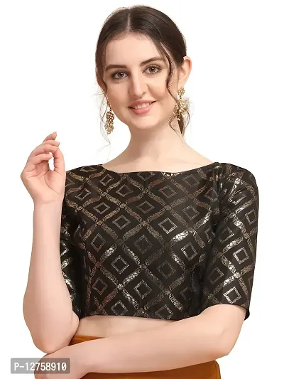 OOMPH! Jacquard Black Readymade Blouse for Women - Black