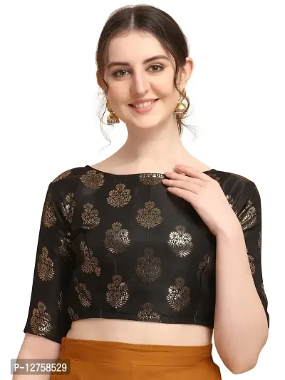 OOMPH! Jacquard Black Readymade Blouse for Women - rbbl167m-thumb0