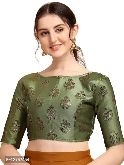 OOMPH! Jacquard Green Readymade Blouse for Women - rbbl165s