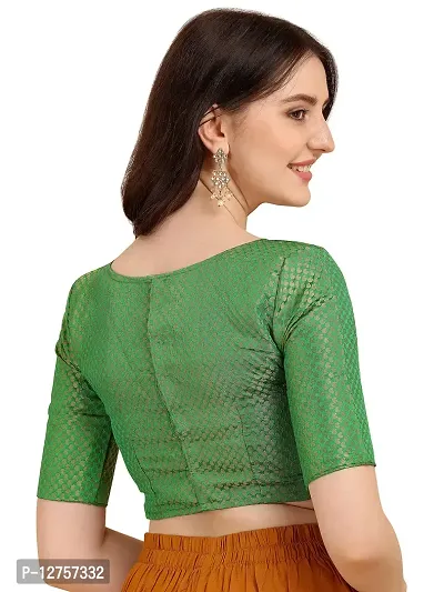 OOMPH! Jacquard Green Readymade Blouse for Women - rbbl83xxl-thumb3