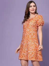 OOMPH! Women's Crepe Sheath Mini Dress (md602_Orange 2-thumb1