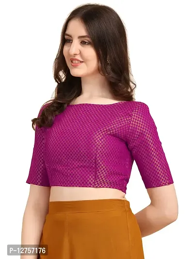 OOMPH! Jacquard Pink Readymade Blouse for Women - rbbl75s-thumb2