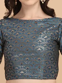 OOMPH! Women's Art Silk Boat Neck 3/4 Sleeves Blouse (rbbl175l_Blue_L)-thumb3