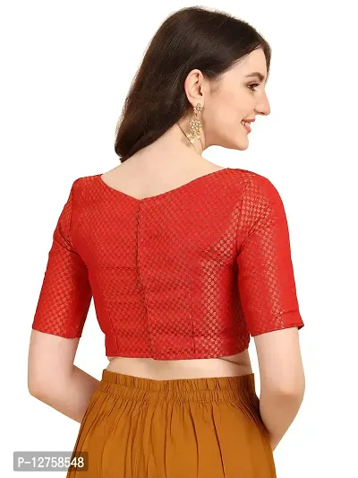 OOMPH! Jacquard Red Readymade Blouse for Women - rbbl80s-thumb3