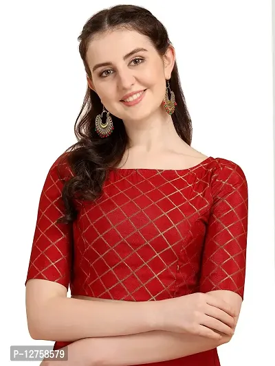 OOMPH! Jacquard Red Readymade Blouse for Women - rbbl65xl