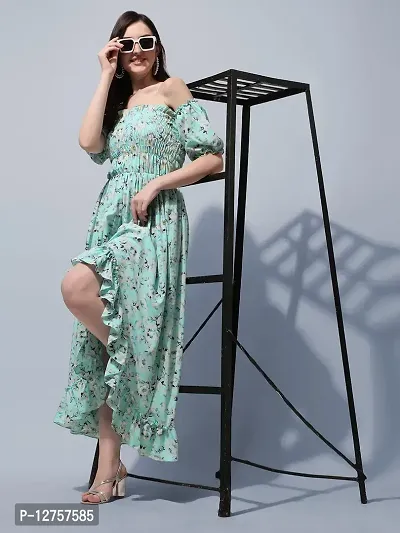 OOMPH! Women's Crepe A-Line Maxi Dress - md504xl - Green-thumb4
