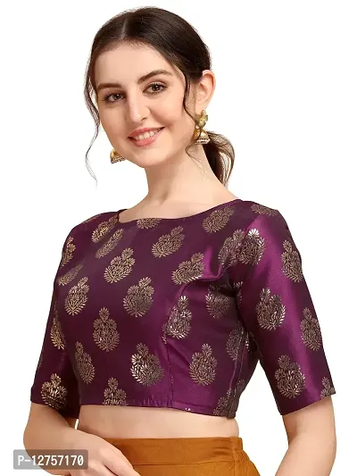 OOMPH! Jacquard Purple Readymade Blouse for Women - rbbl164s-thumb2