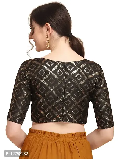 OOMPH! Jacquard Black Readymade Blouse for Women - rbbl143m-thumb3