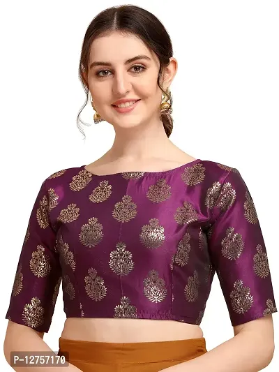 OOMPH! Jacquard Purple Readymade Blouse for Women - rbbl164s-thumb0