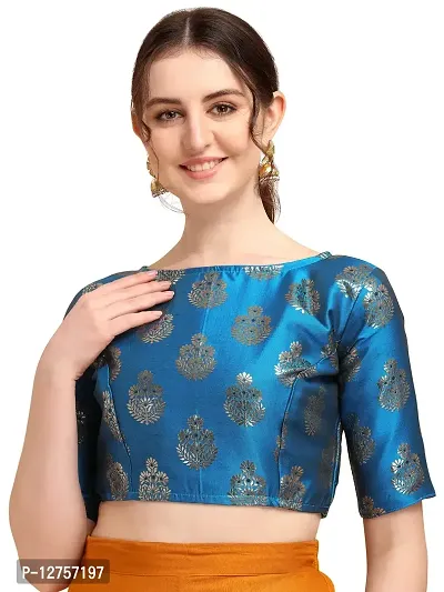 OOMPH! Jacquard Blue Readymade Blouse for Women - rbbl170m