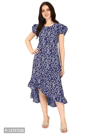 OOMPH! Women's Crepe Wrap Maxi Dress - Navy Blue 2 (md267s}