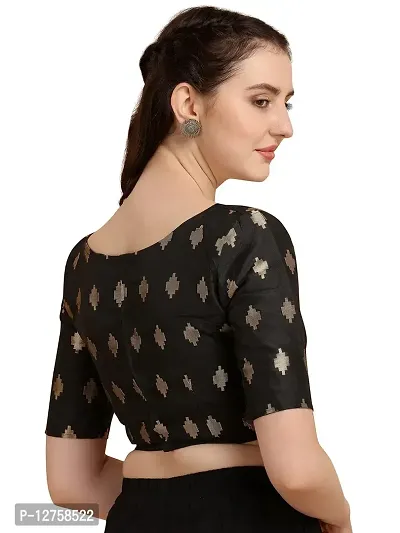 OOMPH! Jacquard Black Readymade Blouse for Women - rbbl101l_b-thumb3