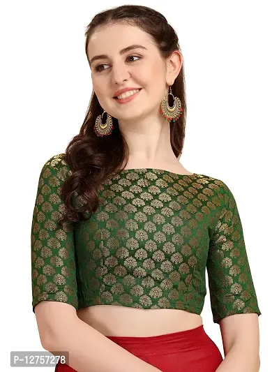 OOMPH! Jacquard Green Readymade Blouse for Women - rbbl60m