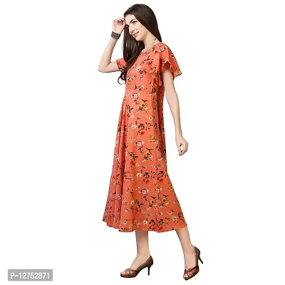 Oomph! Womens Crepe A-Line Maxi Dress (md61s_Blush Red S)-thumb2