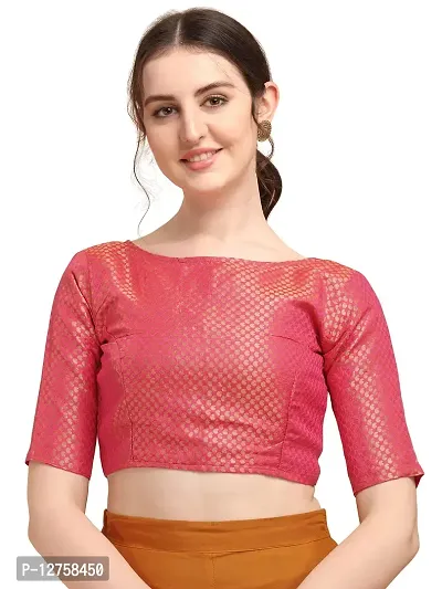 OOMPH! Jacquard Red Readymade Blouse for Women - rbbl81m
