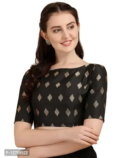 OOMPH! Jacquard Black Readymade Blouse for Women - rbbl101l_b