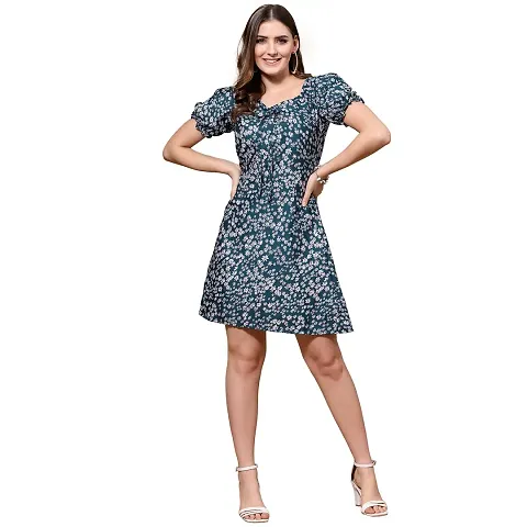 OOMPH! Women's Crepe Sheath Mini Dress (md600_Green