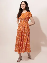 OOMPH! Women's Crepe A-Line Maxi Dress - md516l - Orange-thumb1