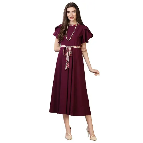 Oomph! Women'S Crepe A-Line Maxi Dress - Eggplant