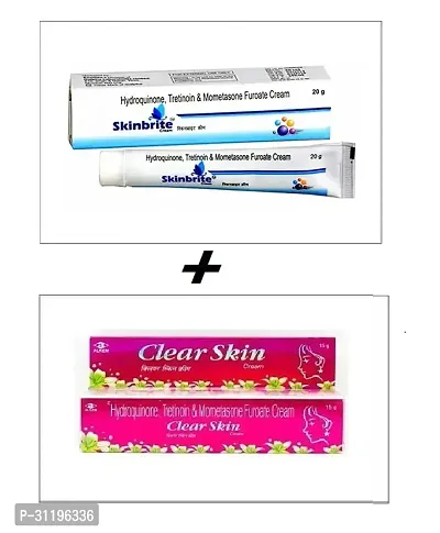 Skin Brite Cream and Clear Skin Cream Hydroquinone Tretinoin Mometasone Furoate Cream  ( Combo Pack )-thumb0