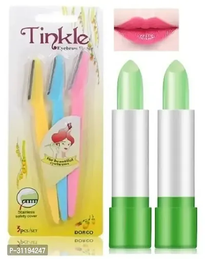 Tinkle Eyebrow Razor Pack Of 1 With Aloe Vera Lip Balm Pack Of 2-thumb0