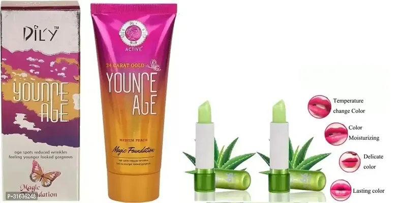 Dily Younge Age Foundation with 2 Aloe Vera Lip Balm Pack of 3