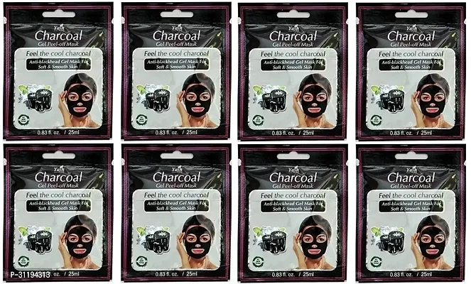 Charcoal Anti-Blackhead Gel Peel-Off Mask, Pack of 8