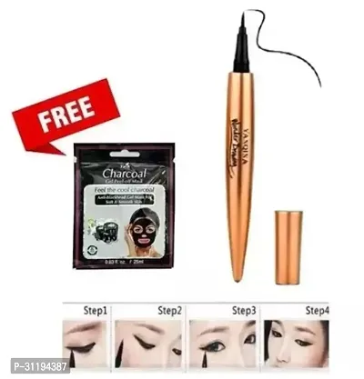 Yanqina Wonder Drawing Black Eyeliner With Mini Charcoal Pouch-thumb0