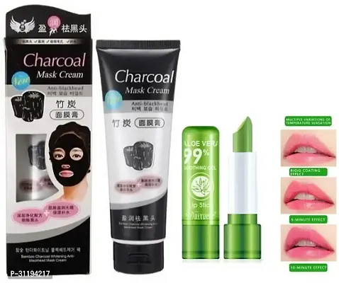 Charcoal Peel Off Mask  , Cream With Aloe Vera Lip Balm-thumb0