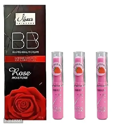 Nexa Bb Rose  Foundation with 3 Pink Lip Balm Pack of 4-thumb0