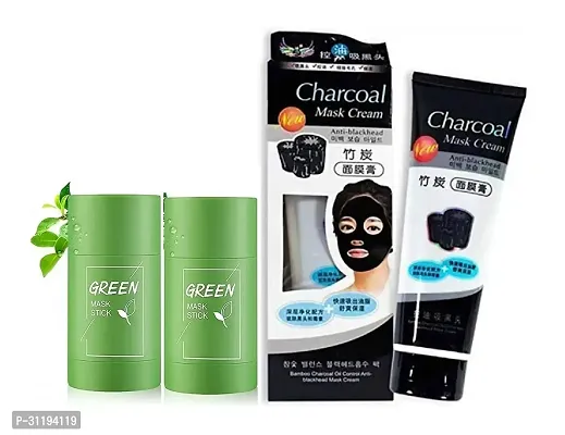 Charcoal Anti-Blackhead Mask Pack Of 1  Cream With Green Tea  Blackhead  Removal Face Mask Pack Of  2