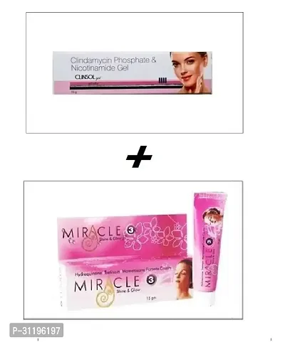 Clinsol Clindamycin Phosphate Nicotinamide Gel and Miracle Shine Combo