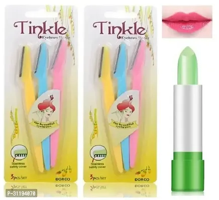 Tinkle Eyebrow Razor Pack Of 2 With Aloe Vera Lip Balm Pack Of 1