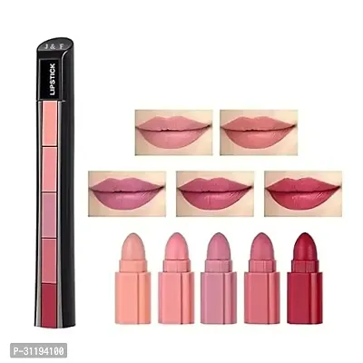 5 in 1 Lipsticks Matte Finish Combo Pack for Women Red and Nude Edition-thumb0