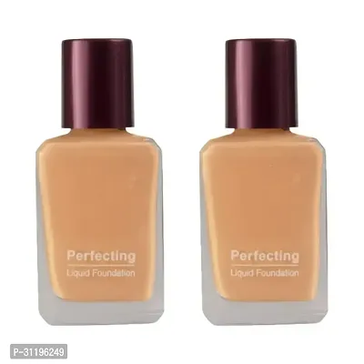 Perfecting Liquid Foundation, Dewy Finish, Lightweight, Waterproof, With Vitamin E For Nourishing Skin  Oil Control, Marble, 27ml  pack of 2