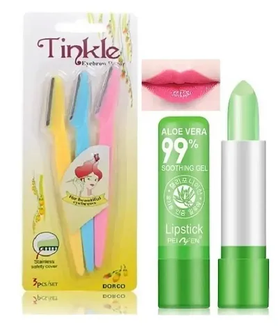 Tinkle Eyebrow Razor Pack Of 1 With Aloe Vera Lip Balm Pack Of 1