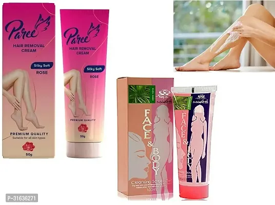 Face Body Scrub Gel with Paree Hair Removal Cream Pack of 2