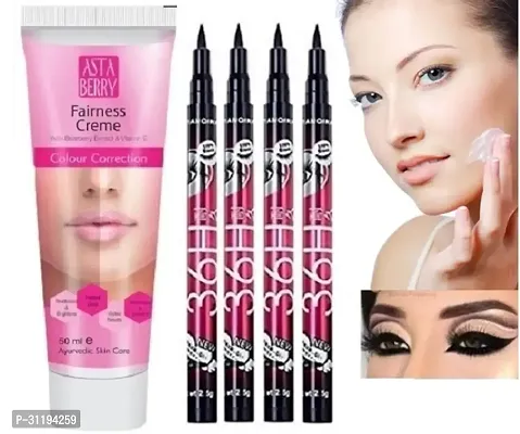 Fairness Cream, White, Pack Of 1 With 36H Eyeliner Pack Of 1