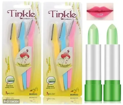 Tinkle Eyebrow Razor Pack Of 2 With Aloe Vera Lip Balm Pack Of 2