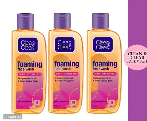 Clean  Clear Foaming Facewash for Oily Skin 150 ml (Pack of 3 )-thumb0