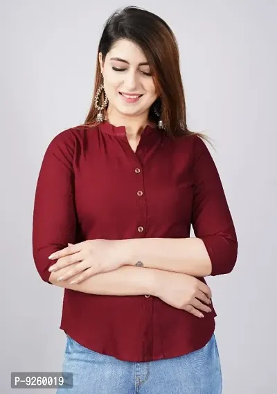Classic Rayon Solid Shirts for Womens-thumb0