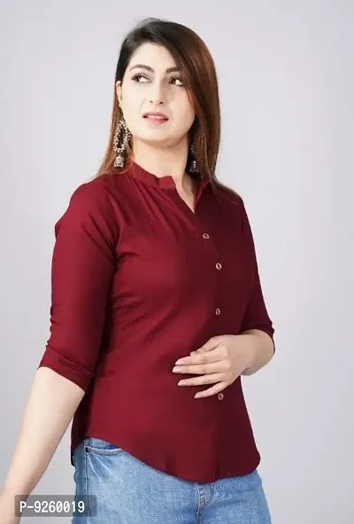 Classic Rayon Solid Shirts for Womens-thumb4