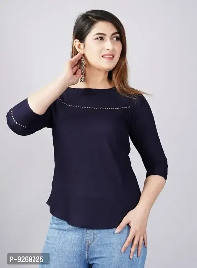Classic Rayon Solid Tops for Womens-thumb0