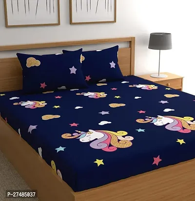 Comfortable Cotton Printed King 1 Bedsheet + 2 Pillowcovers