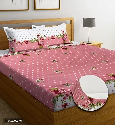 Comfortable Cotton Printed King 1 Bedsheet + 2 Pillowcovers-thumb0