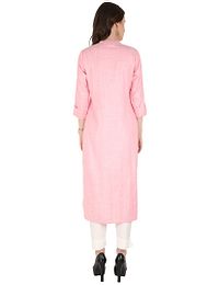 Women's Striped Straight Pink Cotton Blend Kurta-thumb1